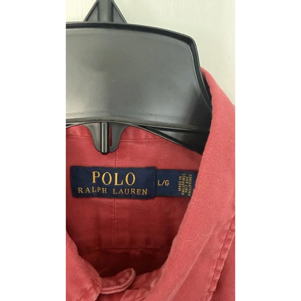 Polo Ralph Lauren Mens Large‎ Salmon Red Work-shirt Double Pocket Dungaree
